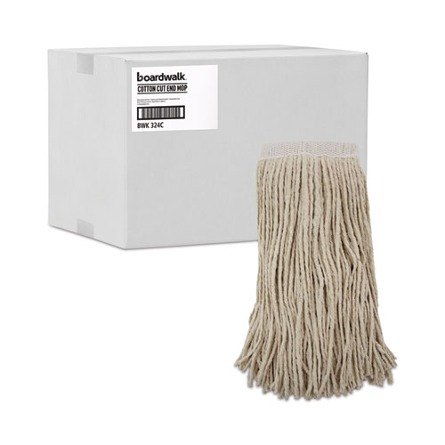 Picture of Mop Head, Premium Saddleback Head, Cotton Fiber, 24 oz, White, 12/Carton