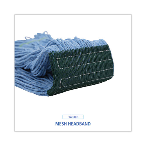Picture of Mop Head, Premium Standard Head, Cotton/Rayon Fiber, Medium, Blue, 12/Carton