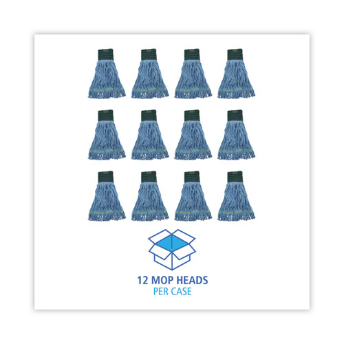 Picture of Mop Head, Premium Standard Head, Cotton/Rayon Fiber, Medium, Blue, 12/Carton