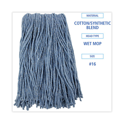 Picture of Mop Head, Standard Head, Cotton/Synthetic Fiber, Cut-End, #16., Blue