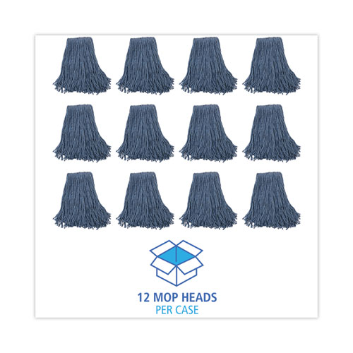 Picture of Mop Head, Standard Head, Cotton/Synthetic Fiber, Cut-End, #20, Blue, 12/Carton