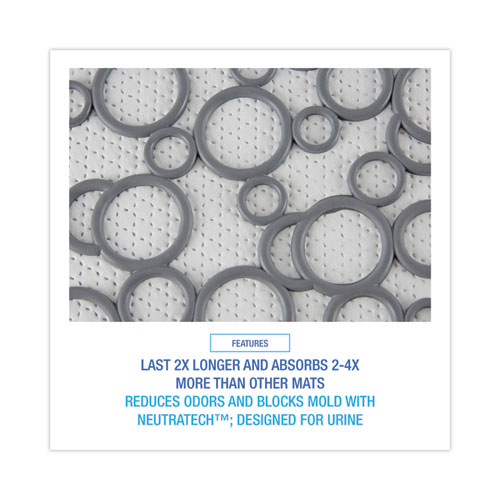 Picture of Commode Mat 2.0 Disposable Toilet Floor Mat, Non-Slip Rubber, 22 x 22, Gray/White, 6/Carton