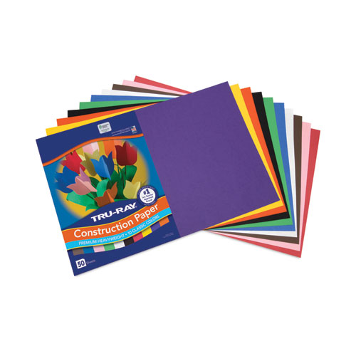 Picture of Tru-Ray Construction Paper, 76 lb Text Weight, 12 x 18, Assorted Standard Colors, 50/Pack