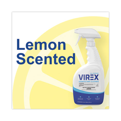 Picture of Virex All-Purpose Disinfectant Cleaner, Lemon Scent, 32 oz Spray Bottle, 4/Carton