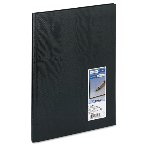 Picture of Executive Notebook with Ribbon Bookmark, 1-Subject, Medium/College Rule, Black Cover, (75) 10.75 x 8.5 Sheets