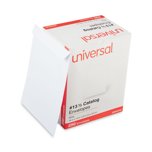 Picture of Catalog Envelope, 24 lb Bond Weight Paper, #13 1/2, Square Flap, Gummed Closure, 10 x 13, White, 250/Box