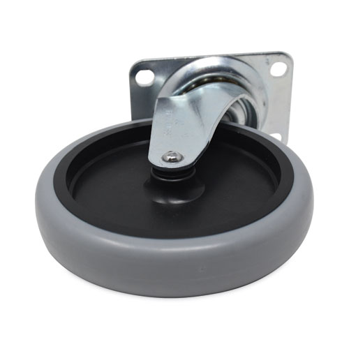 Picture of Replacement Bayonet-Stem Swivel Casters, Swivel Mount Plate, 5" Soft Rubber Wheel, Black