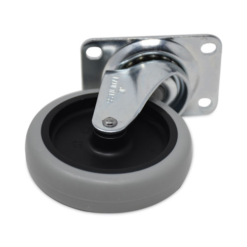 Picture of Non-Marking Plate Casters, Swivel Mount Plate, 4" Wheel, Black/Gray/Silver