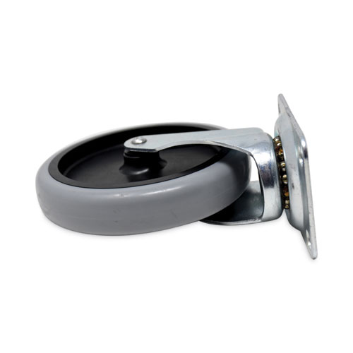 Picture of Replacement Bayonet-Stem Swivel Casters, Swivel Mount Plate, 5" Soft Rubber Wheel, Black