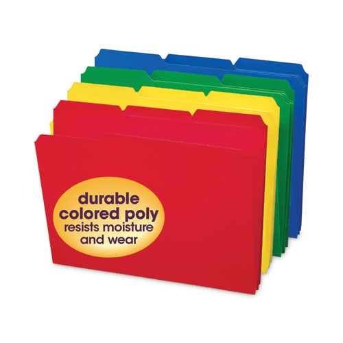 Picture of Top Tab Poly Colored File Folders, 1/3-Cut Tabs: Assorted, Letter Size, 0.75" Expansion, Assorted Colors, 24/Box