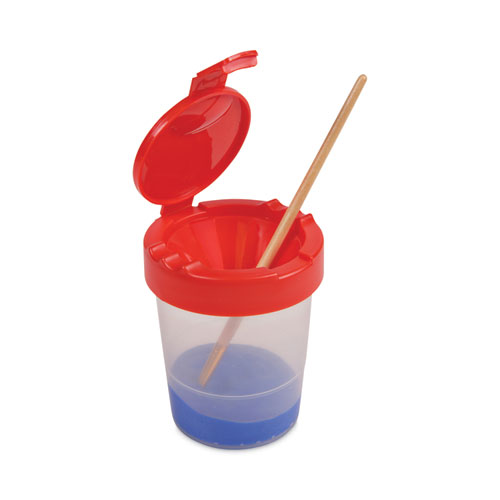 Picture of Deflecto Antimicrobial Kids No Spill Paint Cup, 3.46 w x 3.93 h, Red