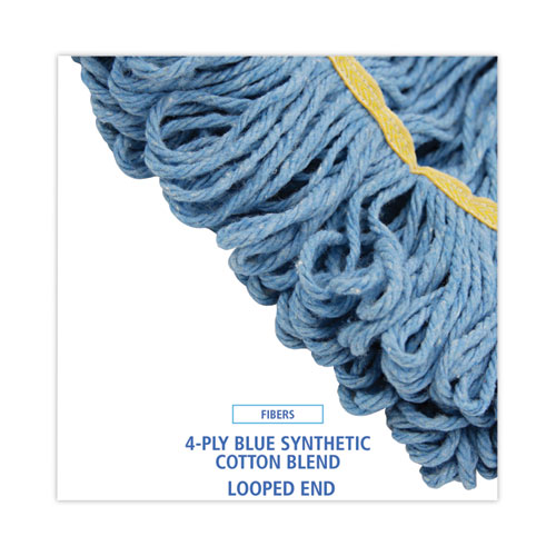 Picture of Super Loop Wet Mop Head, Cotton/Synthetic Fiber, 5" Headband, Small Size, Blue, 12/Carton