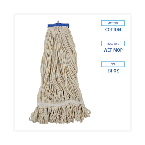 Picture of Mop Head, Lie-Flat Head, Cotton Fiber, 24 oz, White, 12/Carton