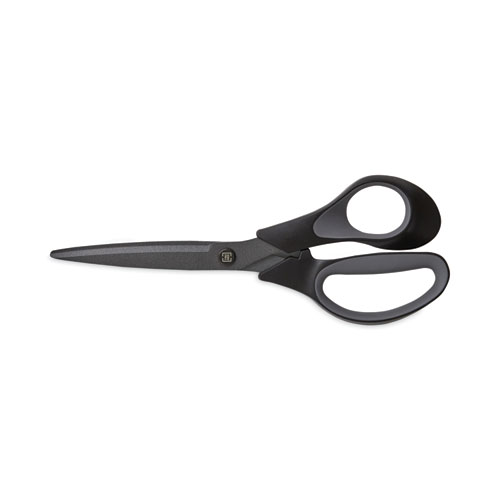 Picture of Non-Stick Titanium-Coated Scissors, 8" Long, 3.86" Cut Length, Straight Black/Gray Handle, Charcoal Black Blades