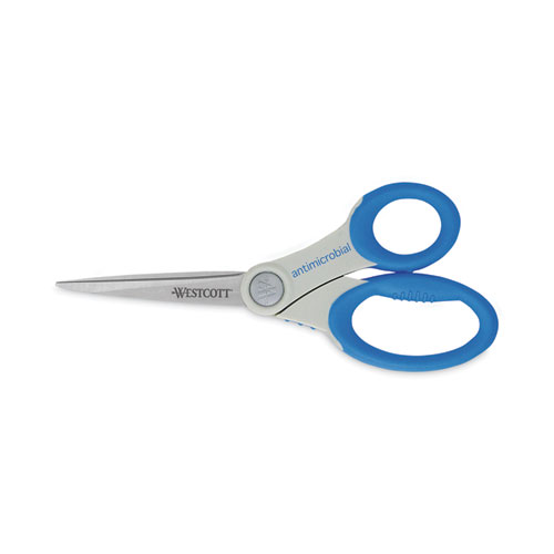 Picture of Scissors with Antimicrobial Protection, 8" Long, 3.5" Cut Length, Blue Straight Handle