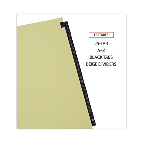 Picture of Deluxe Preprinted Simulated Leather Tab Dividers with Gold Printing, 25-Tab, A to Z, 11 x 8.5, Buff, 1 Set