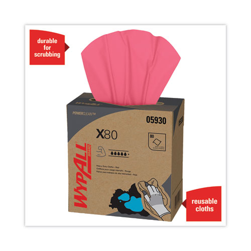 Picture of X80 Cloths, HYDROKNIT, POP-UP Box, 8.34 x 16.8, Red, 80/Box, 5 Box/Carton