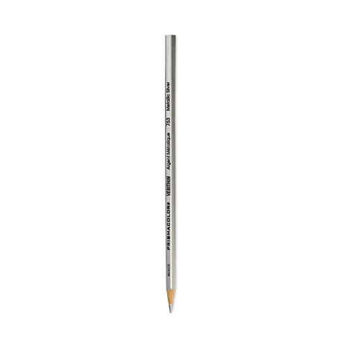 Picture of Verithin Smear-Proof Colored Pencils, 2 mm, Metallic Silver Lead, Metallic Silver Barrel, Dozen