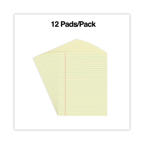 Picture of Glue Top Pads, Wide/Legal Rule, 50 Canary-Yellow 8.5 x 11 Sheets, Dozen