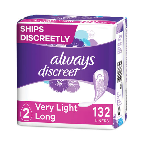 Picture of Discreet Incontinence Liners, Very Light Absorbency, Long, 44/Pack, 3 Packs/Carton