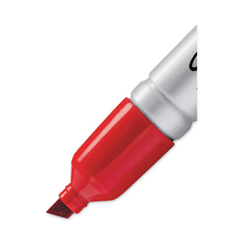 Picture of King Size Permanent Marker, Broad Chisel Tip, Red, Dozen