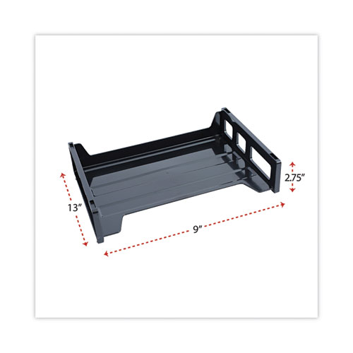 Picture of Recycled Plastic Side Load Desk Trays, 2 Sections, Letter Size Files, 13" x 9" x 2.75", Black