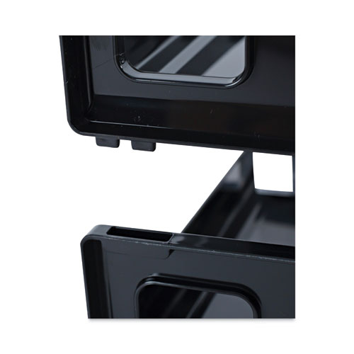 Picture of Recycled Plastic Side Load Desk Trays, 2 Sections, Letter Size Files, 13" x 9" x 2.75", Black