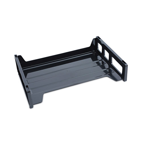 Picture of Recycled Plastic Side Load Desk Trays, 2 Sections, Letter Size Files, 13" x 9" x 2.75", Black