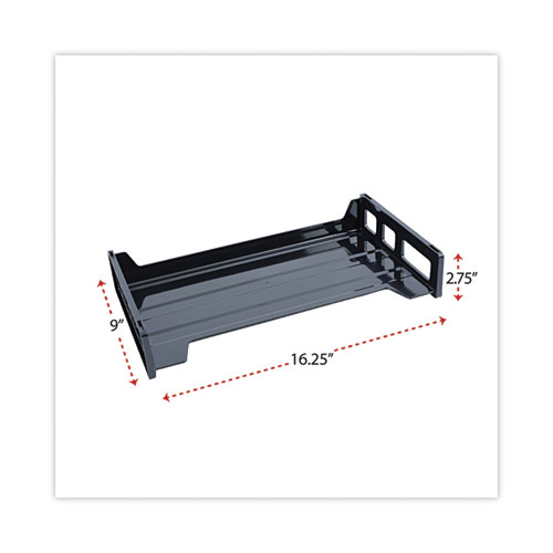 Picture of Recycled Plastic Side Load Desk Trays, 2 Sections, Legal Size Files, 16.25" x 9" x 2.75", Black