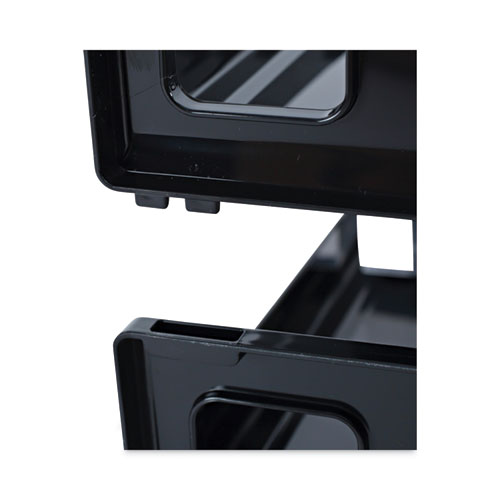 Picture of Recycled Plastic Side Load Desk Trays, 2 Sections, Legal Size Files, 16.25" x 9" x 2.75", Black