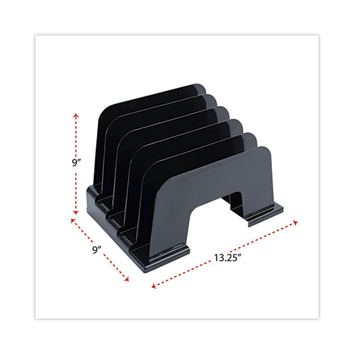 Picture of Recycled Plastic Incline Sorter, 5 Sections, Letter Size Files, 13.25" x 9" x 9", Black