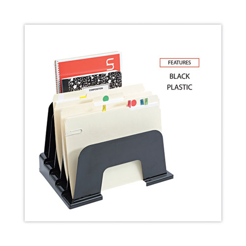 Picture of Recycled Plastic Incline Sorter, 5 Sections, Letter Size Files, 13.25" x 9" x 9", Black