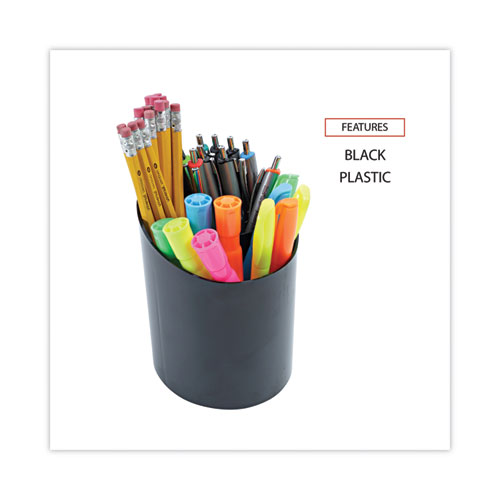 Picture of Recycled Big Pencil Cup, Plastic, 4.38" Diameter x 5.63"h, Black