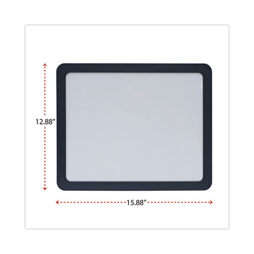 Picture of Recycled Cubicle Dry Erase Board, 15.88" x 12.88", White Surface, Charcoal Gray Plastic Frame