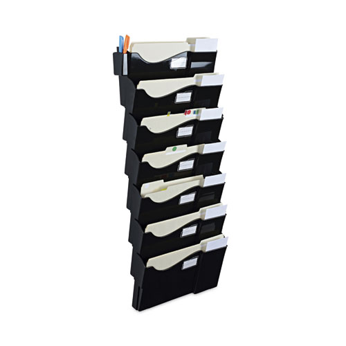 Picture of Grande Central Filing System, 7 Sections, Legal/Letter Size, Wall Mount, 16" x 4.75" x 38.25", Black, 7/Pack