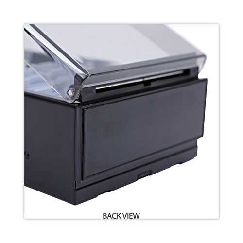 Picture of Business Card File, Holds 600 2 x 3.5 Cards, 4.25 x 8.25 x 2.5, Metal/Plastic, Black