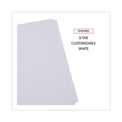 Picture of Deluxe Write-On/Erasable Tab Index, 8-Tab, 11 x 8.5, White, White Tabs, 1 Set