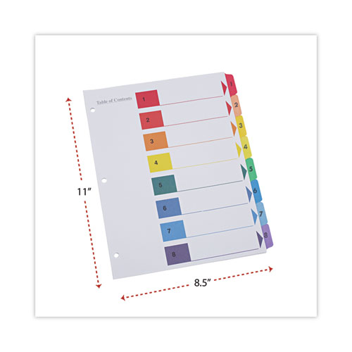 Picture of Deluxe Table of Contents Dividers for Printers, 8-Tab, 1 to 8; Table Of Contents, 11 x 8.5, White, 6 Sets