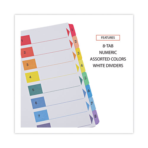 Picture of Deluxe Table of Contents Dividers for Printers, 8-Tab, 1 to 8; Table Of Contents, 11 x 8.5, White, 6 Sets