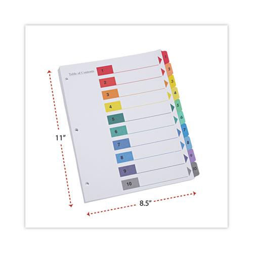 Picture of Deluxe Table of Contents Dividers for Printers, 10-Tab, 1 to 10; Table Of Contents, 11 x 8.5, White, 6 Sets