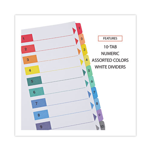 Picture of Deluxe Table of Contents Dividers for Printers, 10-Tab, 1 to 10; Table Of Contents, 11 x 8.5, White, 6 Sets