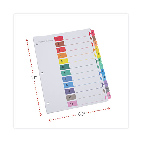 Picture of Deluxe Table of Contents Dividers for Printers, 12-Tab, 1 to 12; Table Of Contents, 11 x 8.5, White, 6 Sets