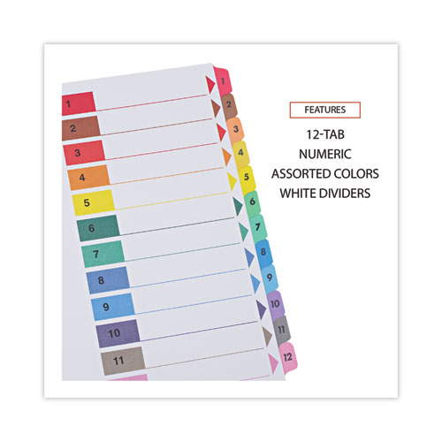 Picture of Deluxe Table of Contents Dividers for Printers, 12-Tab, 1 to 12; Table Of Contents, 11 x 8.5, White, 6 Sets