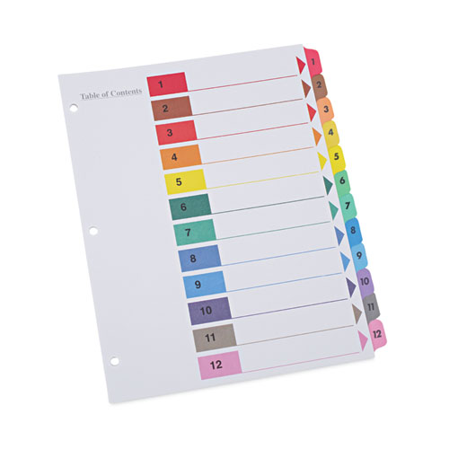 Picture of Deluxe Table of Contents Dividers for Printers, 12-Tab, 1 to 12; Table Of Contents, 11 x 8.5, White, 6 Sets