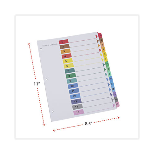 Picture of Deluxe Table of Contents Dividers for Printers, 15-Tab, 1 to 15; Table Of Contents, 11 x 8.5, White, 6 Sets