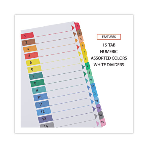 Picture of Deluxe Table of Contents Dividers for Printers, 15-Tab, 1 to 15; Table Of Contents, 11 x 8.5, White, 6 Sets