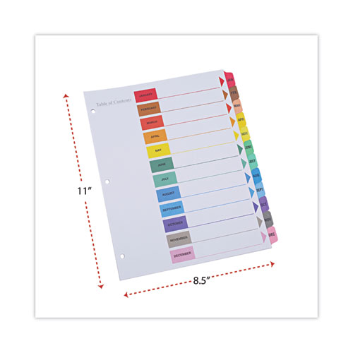 Picture of Deluxe Table of Contents Dividers for Printers, 12-Tab, Jan. to Dec., 11 x 8.5, White, 1 Set