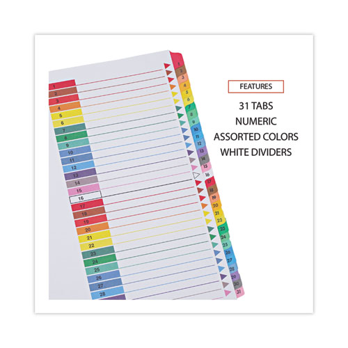 Picture of Deluxe Table of Contents Dividers for Printers, 31-Tab, 1 to 31, 11 x 8.5, White, 1 Set