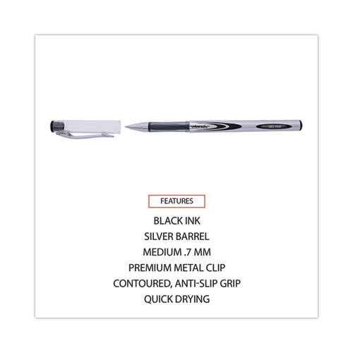 Picture of Gel Pen, Stick, Medium 0.7 mm, Black Ink, Silver/Black Barrel, Dozen