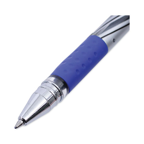 Picture of Gel Pen, Stick, Medium 0.7 mm, Blue Ink, Silver/Blue Barrel, Dozen